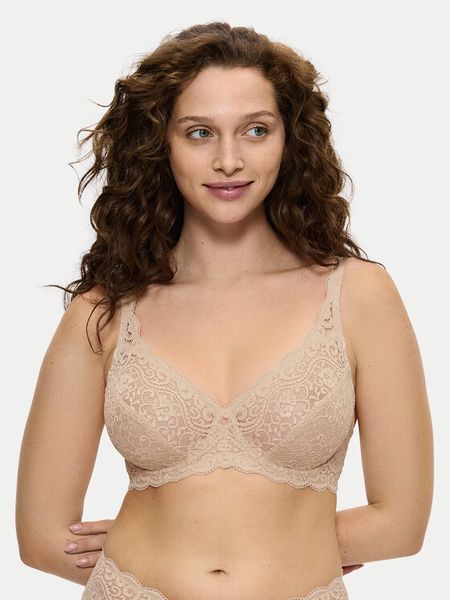 Triumph Biustonosz z fiszbiną Amourette 10209574 Beżowy. Brązowe biustonosze Triumph, bez wzorów, z syntetyku. Za 114.00 zł.