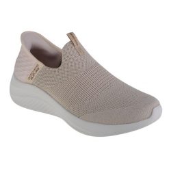 Buty sportowe Sneakersy damskie, Skechers Ultra Flex 3.0-Glitter Me Slip-Ins. Brązowe obuwie sportowe damskie Skechers, bez wzorów, bez zapięcia, trekkingowe. Za 399.99 zł.