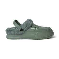 Ciepłe domowe kapcie CONCORD z ciepłym futerkiem i wkładką z pianki EVA. Zielone buty zimowe męskie IZAS, bez wzorów, bez obcasa, bez zapięcia. Za 139.09 zł.