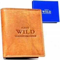 Portfel skórzany Always Wild AW-N890-MAL j. brązowy. Brązowe portfele męskie Always Wild, bez wzorów, ze skóry. Za 45.00 zł.