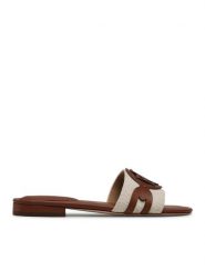 Lauren Ralph Lauren Klapki Alegra 802826823001 Beżowy. Brązowe klapki damskie Lauren Ralph Lauren, bez wzorów, z materiału, bez obcasa, bez zapięcia. Za 539.99 zł.