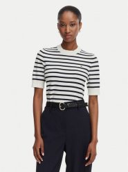 Tommy Hilfiger Sweter WW0WW49705 Kremowy Regular Fit. Białe swetry nierozpinane damskie Tommy Hilfiger, l, bez wzorów, z bawełny, bez kołnierzyka, bez ramiączek. Za 299.99 zł.