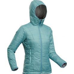 Kurtka trekkingowa zimowa - komfort -5°C - TREK 100 - damska. Niebieskie kurtki sportowe damskie FORCLAZ, na zimę, m, bez wzorów, z materiału, bez ramiączek, bez kaptura, trekkingowe. Za 149.99 zł.