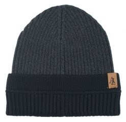 Jesienno-Zimowa Czapka (beanie) – Alties - Grafitowa z Czernią. Szare czapki męskie Alties, na zimę, bez wzorów, z dzianiny. Za 59.00 zł.