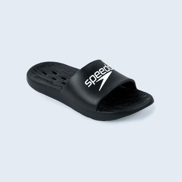 Klapki basenowe Speedo Slide. Czarne klapki damskie Speedo, bez wzorów, sportowe, bez obcasa, bez zapięcia. W wyprzedaży za 69.99 zł.