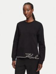 KARL LAGERFELD Bluza B3W20031 Czarny Regular Fit. Czarne bluzy damskie KARL LAGERFELD, xl, bez wzorów, z bawełny, bez ramiączek, bez kaptura. Za 779.99 zł.