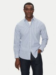 Calvin Klein Koszula Poplin Stripe L/S Shirt K10K114445 Niebieski Regular Fit. Niebieskie koszule męskie Calvin Klein, l, bez wzorów, z bawełny, bez kołnierzyka, bez ramiączek. Za 239.99 zł.