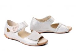 WALDLAUFER 342H80 302 120 Heliett platin gold sabbia, sandały damskie. Żółte sandały damskie Waldläufer, bez wzorów, bez obcasa, bez zapięcia. Za 449.90 zł.