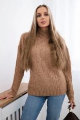 Sweter z półgolfem camelowy. Swetry nierozpinane damskie KESI, na jesień, l, bez wzorów, z wełny, eleganckie, bez kołnierzyka, plus size, bez ramiączek. Za 150.97 zł.