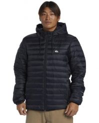 Kurtka ocieplana męska SCALY. Czarne kurtki męskie Quiksilver, m, bez wzorów, z materiału, z kapturem. Za 373.50 zł.