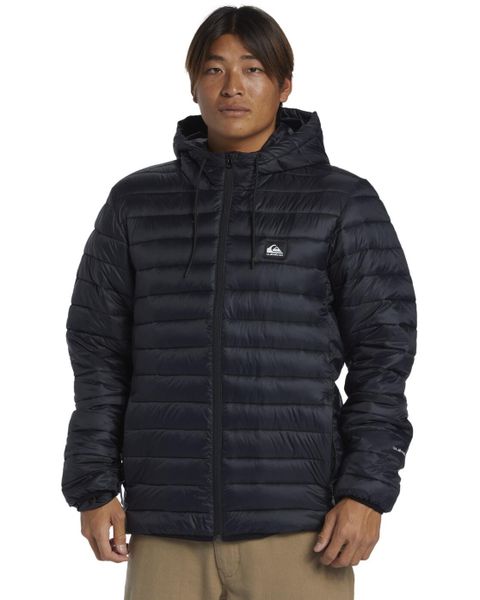 Kurtka ocieplana męska SCALY. Czarne kurtki męskie Quiksilver, m, bez wzorów, z materiału, z kapturem. Za 449.99 zł.