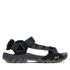 Sandały Jack Wolfskin. Czarne sandały damskie Jack Wolfskin, bez wzorów, bez obcasa, bez zapięcia. Za 379.99 zł.