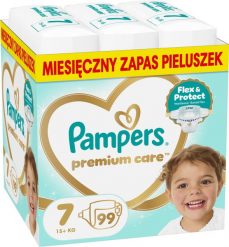 Pampers Pampersy Premium Care 7, 15+ kg, 99 szt. Balerinki damskie Pampers, bez wzorów, bez obcasa, bez zapięcia. Za 139.95 zł.