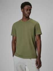 4F T-shirt regular gładki męski - oliwkowy XXL. Brązowe t-shirty męskie 4F, m, bez wzorów, z materiału, bez kołnierzyka, bez ramiączek. Za 49.99 zł.