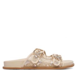 Klapki Patrizia Pepe. Brązowe klapki damskie Patrizia Pepe, bez wzorów, bez obcasa, bez zapięcia. Za 579.99 zł.