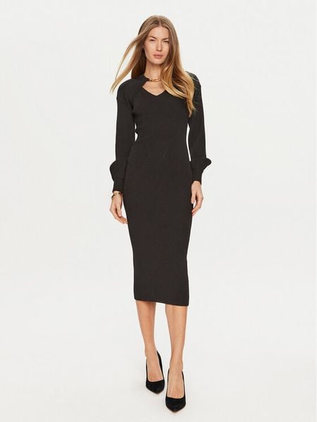 TWINSET Sukienka dzianinowa 241TP3361 Czarny Slim Fit. Czarne sukienki damskie Twinset, xs, bez wzorów, z dzianiny, bez kołnierzyka, bez ramiączek. Za 719.99 zł.