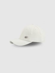 4F Czapka z daszkiem strapback uniseks - biała S/M (58cm). Białe czapki damskie 4F, bez wzorów, klasyczne. Za 69.99 zł.