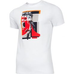 T-shirt męski TSM242 - biały. Białe t-shirty męskie 4F, m, bez wzorów, bez kołnierzyka, bez ramiączek. W wyprzedaży za 29.99 zł.