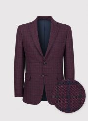 PAKO LORENTE – Bordowa marynarka casualowa w kratkę. Czerwone garnitury męskie Pako Lorente, m, bez wzorów, casualowe. Za 329.99 zł.