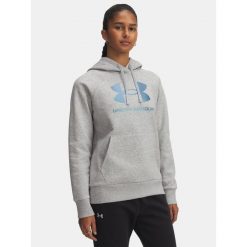 Bluza Under Armour Rival Feelce Shimmer Hoody. Szare bluzy damskie Under Armour, bez wzorów, sportowe, bez ramiączek, bez kaptura. Za 179.99 zł.