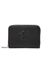 Calvin Klein Jeans Portfel Sculpted Med Flap Zip Around LV04K1004G Czarny. Czarne portfele damskie Calvin Klein Jeans, z jeansu. Za 149.99 zł.