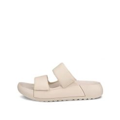 Klapki z dwiema paskami damskie Ecco Cozmo PF. Brązowe klapki damskie ecco, bez wzorów, ze skóry, eleganckie, bez obcasa, na platformie, bez zapięcia. Za 462.00 zł.