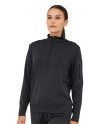 Bluza damska wełniana z krótkim ekspresem Brubeck OUTDOOR MERINO. Szare bluzy damskie Brubeck, m, bez wzorów, z materiału, eleganckie, bez ramiączek, bez kaptura. Za 299.00 zł.