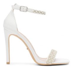 Sandały DeeZee. Białe sandały damskie DeeZee, bez wzorów, bez obcasa, na szpilce, bez zapięcia. Za 199.99 zł.