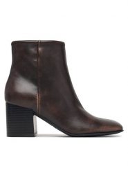 Guess Botki FLFALE LEA10 Brązowy ciemny. Brązowe botki damskie Guess, z aplikacjami, bez obcasa, na słupku, bez zapięcia. Za 494.99 zł.