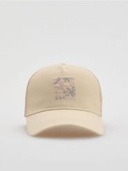 Czapka z daszkiem z haftem - kremowy. Białe czapki damskie Reserved, bez wzorów. Za 59.99 zł.