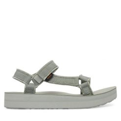 Sandały Teva. Zielone sandały damskie Teva, bez wzorów, bez obcasa, na płaskiej podeszwie, bez zapięcia. Za 349.99 zł.