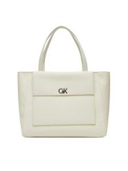 Calvin Klein Torebka Ck Medium Shopper_Tex K60K613178 Biały. Białe shopperki damskie Calvin Klein, bez wzorów, ze skóry, bez dodatków. Za 359.99 zł.