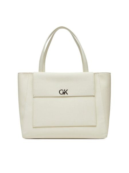 Calvin Klein Torebka Ck Medium Shopper_Tex K60K613178 Biały. Białe shopperki damskie Calvin Klein, bez wzorów, ze skóry, bez dodatków. Za 359.99 zł.