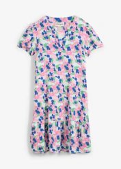 Sukienka mini z miękkiego muślinu. Białe sukienki damskie bonprix, bez wzorów, z bawełny, bez kołnierzyka, bez ramiączek, mini. Za 59.99 zł.