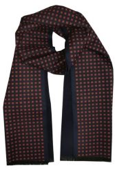 Elegancki Szalik Bawełniany - Alties - Granat z Pomarańczowym Wzorem. Brązowe szaliki męskie Alties, bez wzorów, z bawełny. Za 99.00 zł.