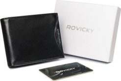 Rovicky Szeroki, oryginalny portfel męski z naturalnej skóry licowej Rovicky Nie dotyczy. Portfele męskie ROVICKY, bez wzorów, ze skóry. Za 59.99 zł.