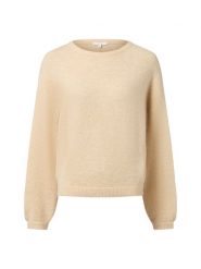 Opus sweter z dzianiny z wełną i moherem - Pemine Kobiety Sztuczne włókno beżowy, 42. Brązowe swetry nierozpinane damskie Opus, bez wzorów, z dzianiny, bez kołnierzyka, bez ramiączek. Za 229.95 zł.