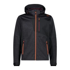 Kurtka z kapturem softshell w dzianinowy wzór CMP. Szare kurtki męskie CMP, xl, bez wzorów, z dzianiny, z kapturem. Za 544.00 zł.