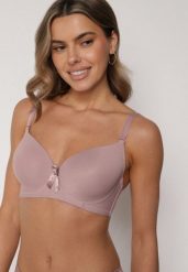 Jasnofioletowy Gładki Biustonosz Zdobiony Kokardką Ocerien. Fioletowe biustonosze Born2be, z aplikacjami, z koronki. Za 24.99 zł.