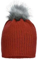 Czapka zimowa James & Nicholson dziergana z polarem i pomponem ekologiczny. Brązowe czapki damskie VAN NICHOLAS, na zimę, bez wzorów, dziergany. Za 122.99 zł.