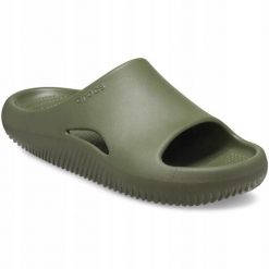 Klapki Dla Dorosłych Crocs Mellow Recovery Slide. Zielone klapki męskie Crocs, bez wzorów, z materiału, bez zapięcia. Za 199.99 zł.