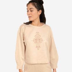 Bluza do jogi damska Kimjaly. Brązowe bluzy damskie KIMJALY, l, bez wzorów, z bawełny, bez ramiączek, bez kaptura. Za 99.99 zł.