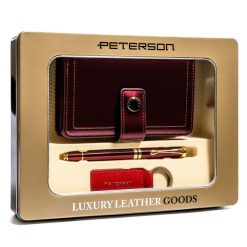 Zestaw prezentowy Peterson PTN ZDE bordowy. Czerwone portfele damskie Peterson, ze skóry. Za 119.99 zł.