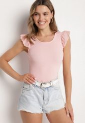 Jasnoróżowy Top z Ażurowymi Falbankami Bez Rękawów Sonnelle. Czerwone topy damskie Born2be, m, w ażurowe wzory, z jeansu, eleganckie, bez kołnierzyka, bez ramiączek. Za 29.99 zł.
