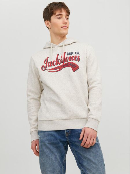 Jack & Jones Bluza Logo 12233597 Szary Standard Fit. Szare bluzy męskie Jack & Jones, m, bez wzorów, z bawełny, bez ramiączek, bez kaptura. Za 109.99 zł.