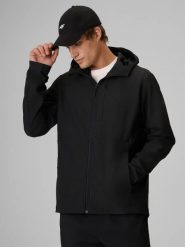 Kurtka softshell wiatroodporna membrana 8000 męska 4F. Czarne kurtki męskie 4F, m, bez wzorów, z elastanu, klasyczne, bez kaptura. Za 399.99 zł.
