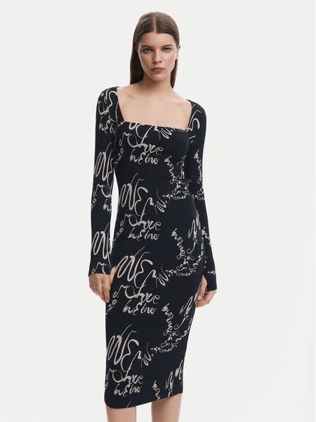 Desigual Sukienka codzienna 25SWVK05 Czarny Slim Fit. Czarne sukienki damskie Desigual, na co dzień, l, bez wzorów, z syntetyku, bez kołnierzyka, bez ramiączek, proste. Za 229.99 zł.