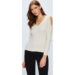 Guess Jeans - Sweter. Szare swetry nierozpinane damskie Guess Jeans, m, bez wzorów, z dzianiny, bez kołnierzyka, bez ramiączek. W wyprzedaży za 299.90 zł.