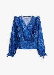 Luźna bluzka z falbankami. Czerwone bluzki damskie bonprix, bez wzorów, bez kołnierzyka, bez ramiączek. Za 149.99 zł.