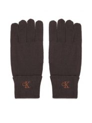 Calvin Klein Rękawiczki Damskie LV14F8021G Brązowy ciemny. Brązowe rękawiczki damskie Calvin Klein, bez wzorów, z dzianiny. Za 209.99 zł.